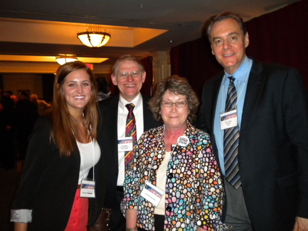 From the right: Dan Stein, President of FAIR, Cynthia Kendoll, President of OFIR, Roy Beck, President of NumbersUSA and Gabriella Morrongiello, student at OSU