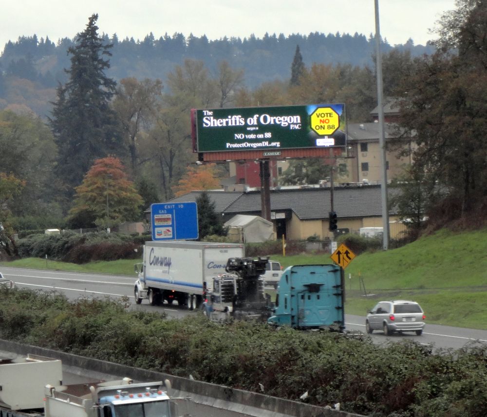 Sheriffs of Oregon billboard on I-205 in Portland, Oregon