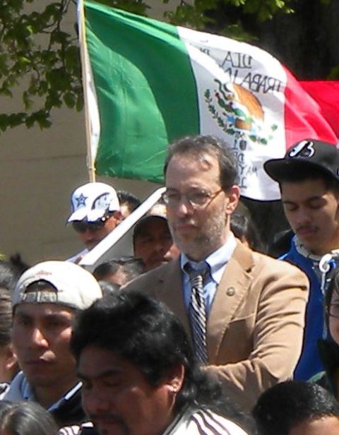 Rep. Michael Dembrow at the May Day 2011 march at the Oregon Capitol