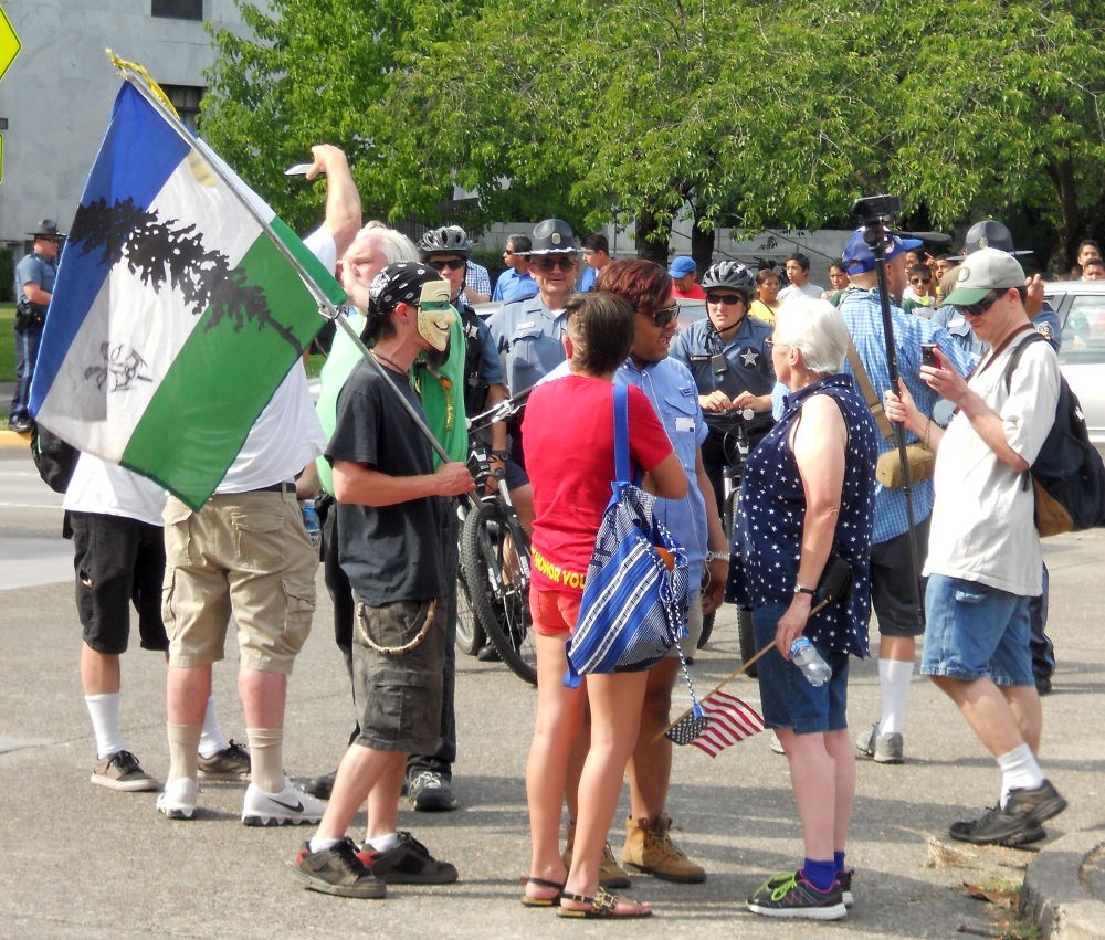 Several counter rally protesters used intimidation and profanity to intimidate the crowd gathered for the rally
